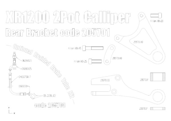 Rear brake caliper 2 pot kit (Black) for Harley Davidson XR1200