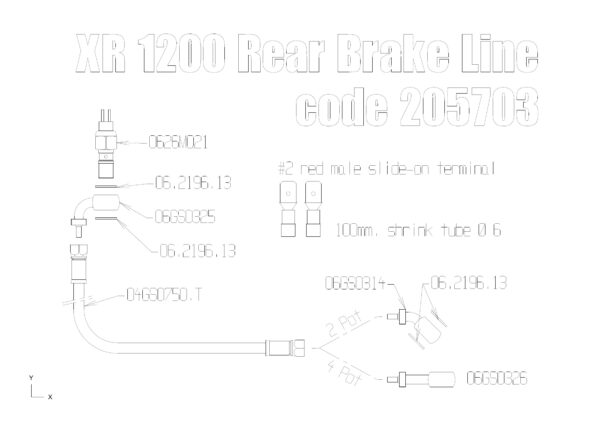 Braided brake line rear for Harley Davidson XR1200