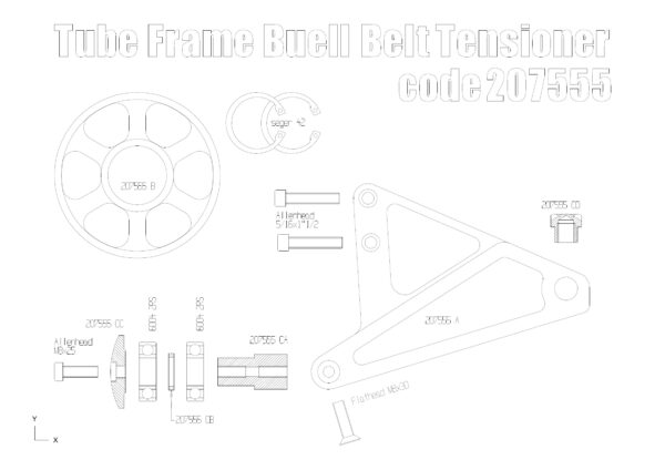 Buell tube frame belt tensioner up to 2001