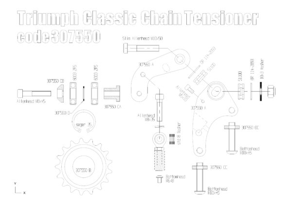 Dynamic chain tensioner for Triumph Classic (Silver)