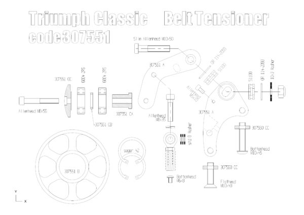 Dynamic belt tensioner for Triumph Classic