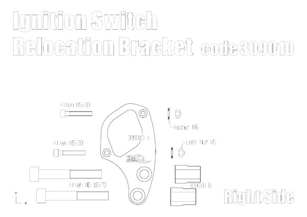 Ignition switch relocation bracket for Triumph Classic (Right - Black)