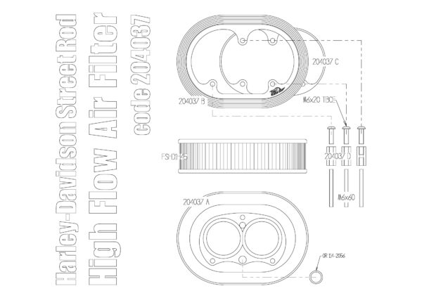 Aircleaner High Flow kit for Harley Davidson XG 750A Street Rod (Water repellent)