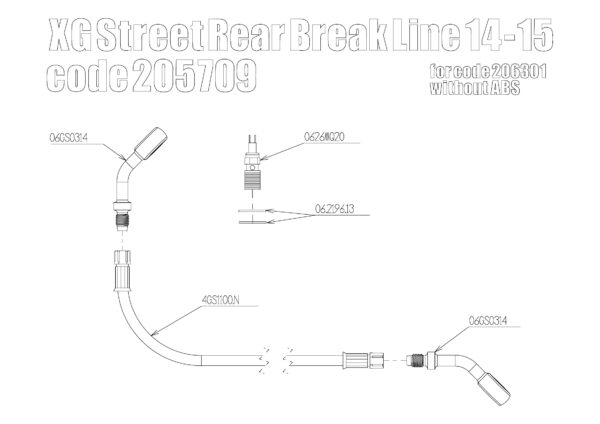 Braided brake line rear Harley Davidson Street 750 with kit 206301