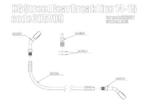 Braided brake line rear Harley Davidson Street 750 with kit 206301