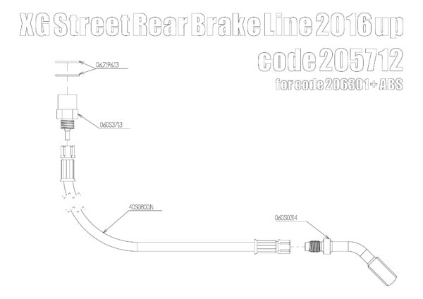 Braided brake line rear Harley Davidson XG Street with ABS for kit 206301