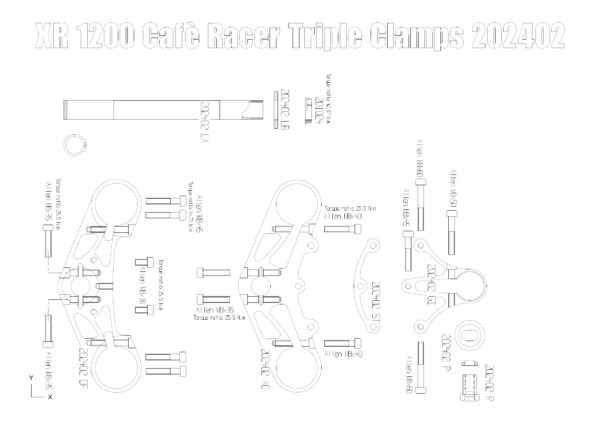 Harley Davidson XR1200 Cafè racer Triple Yokes