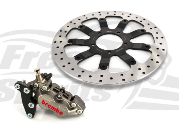 Bolt-in Upgrade braking kit for Triumph Bobber, Street Scrambler & Bonneville T100 (4p. caliper & rotor diam. 340 mm)