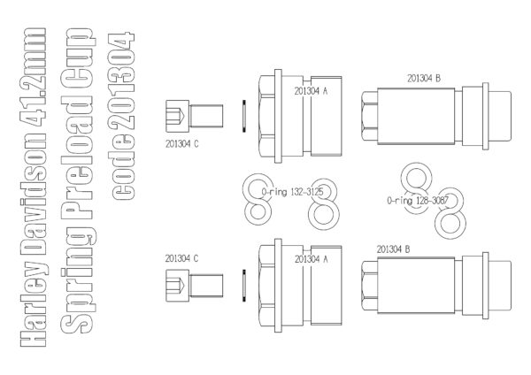 Fork Spring Preload Adjustment kit for Harley Davidson 41,2 mm fork tube (Black)