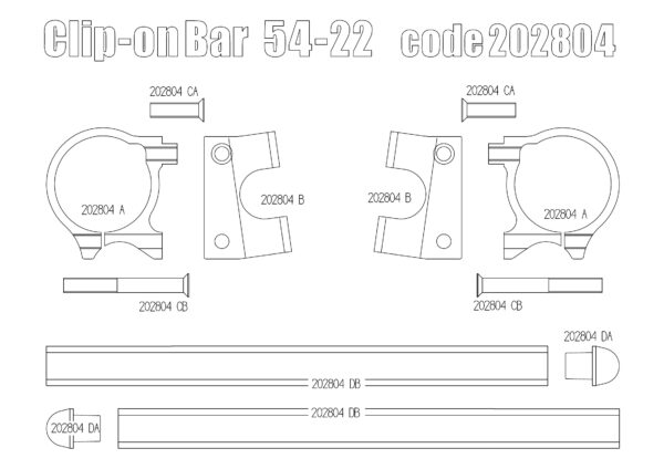 Clip on diameter 54 - 22 mm