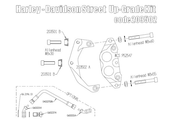 PM caliper 4 pot front bracket for Harley Davidson Street 2014-15