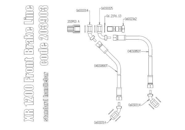 Braided brake line front Harley Davidson XR1200 with standard handlebar