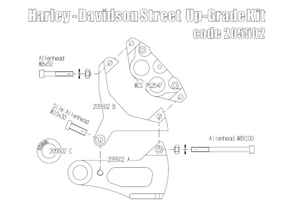 PM 4 pot rear bracket for Harley Davidson Street