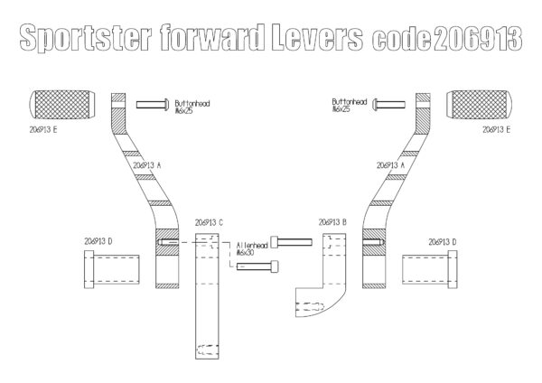 Brake pedal and gear pedal forward for Harley Davidson Sportster