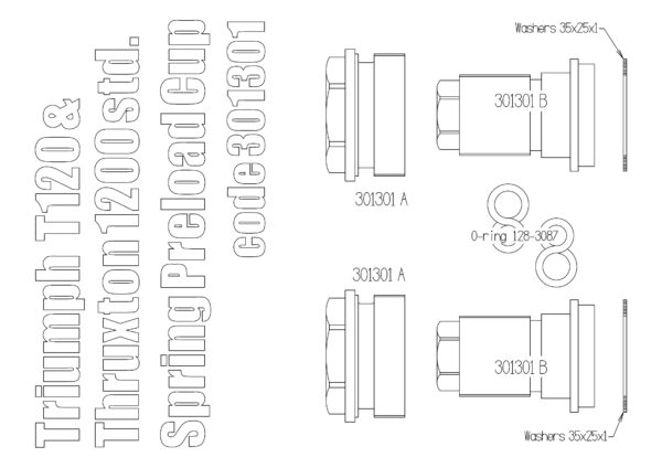 Fork Spring Pre-load Adjustment kit for Triumph Bonneville T120 & Thruxton Standard 41 mm fork tube (Black)