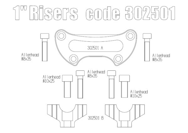 Risers (25,4 mm -1”) for Triumph Thruxton Standard 2016 up