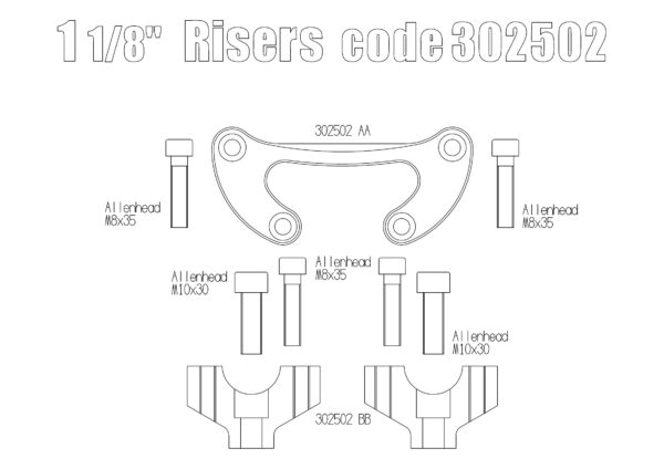 Oversize Risers (28.6 mm-1 1/8”) for Triumph Thruxton R