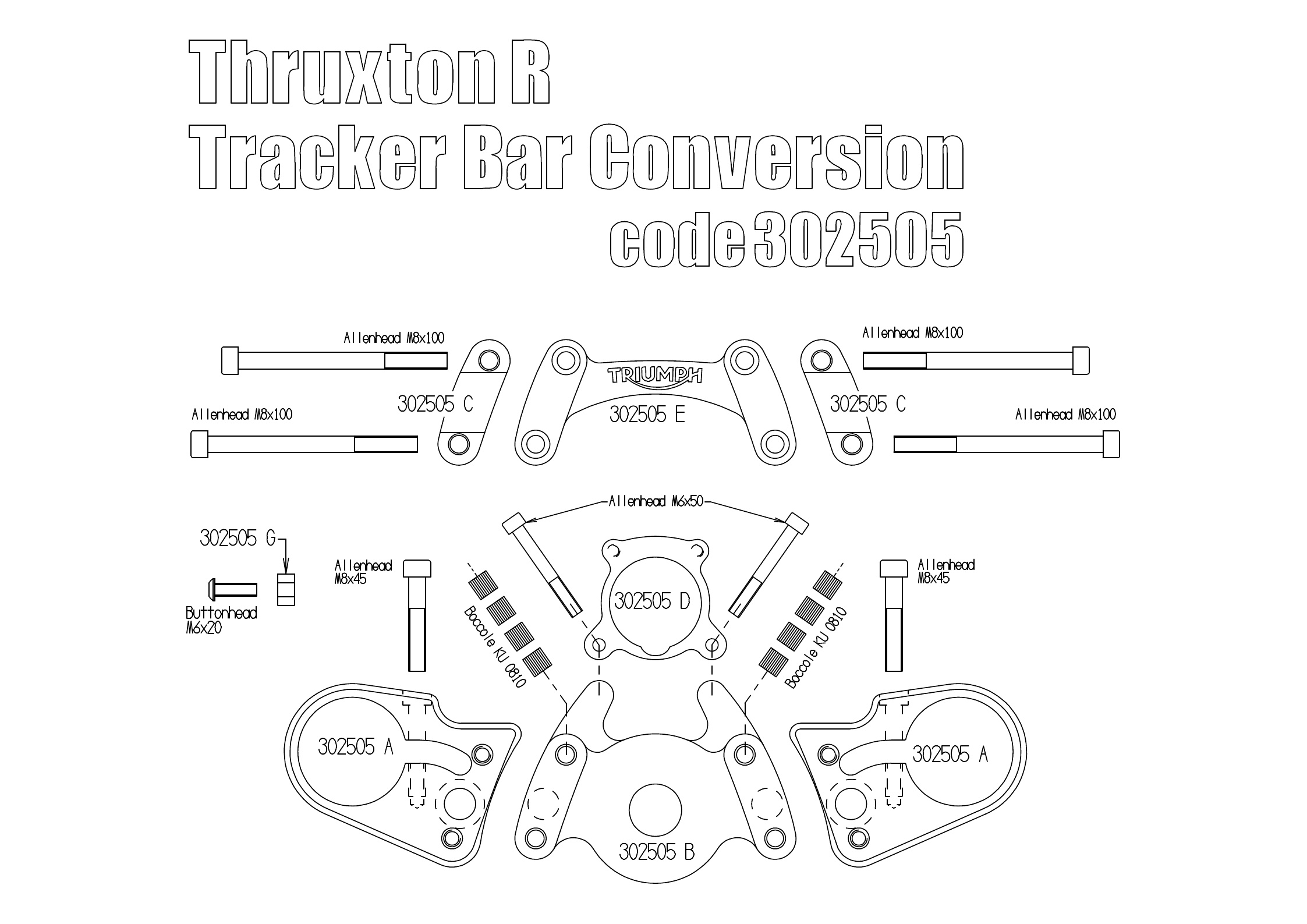 Fat bar conversion kit for Triumph Thruxton R