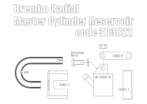 Brake fluid reservoir kit 45°
