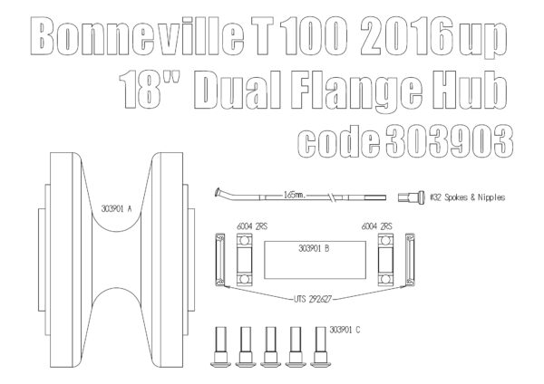 Dual disc front hub for Triumph Bonneville T100 2016 up