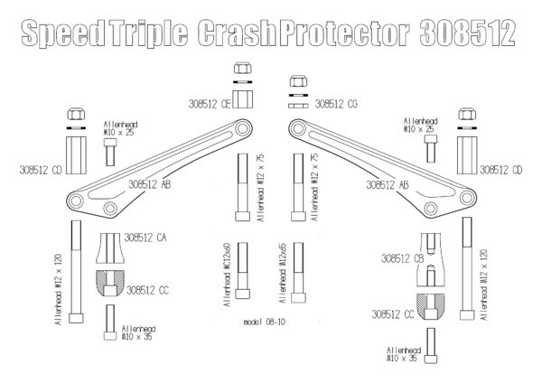 Frame protection for Triumph Speed Triple 97-10