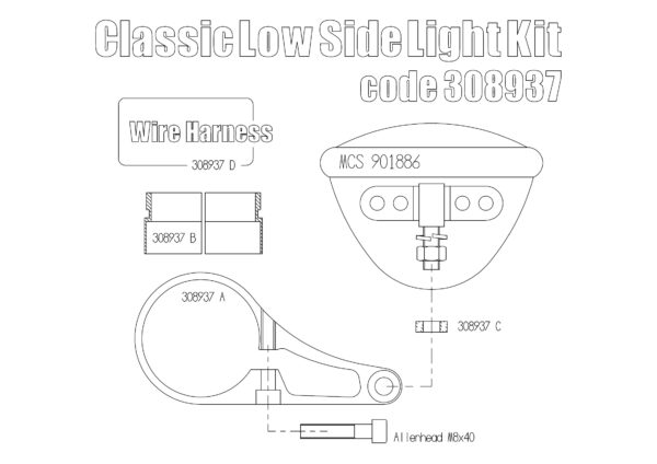 Side light bracket (Low) kit for Triumph Classic