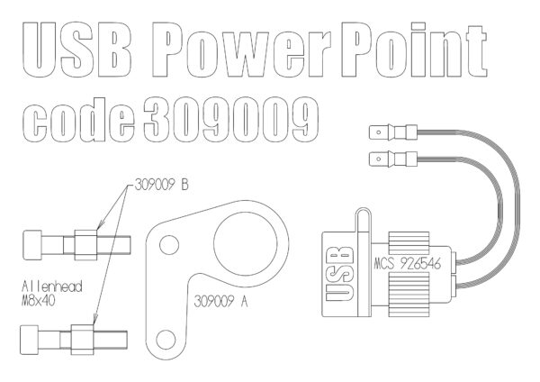 12V USB Power point for Triumph New Classic (Black)