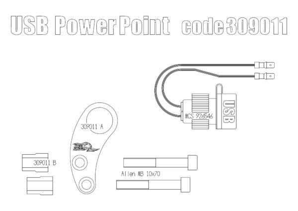 12V USB Power point for Triumph Classic (Black)