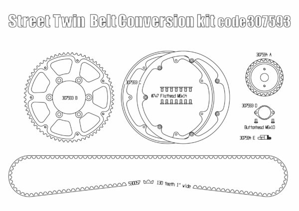 Belt drive conversion for Triumph Street Twin/Cup/Scrambler & Bonneville T100 2018 up (Black)