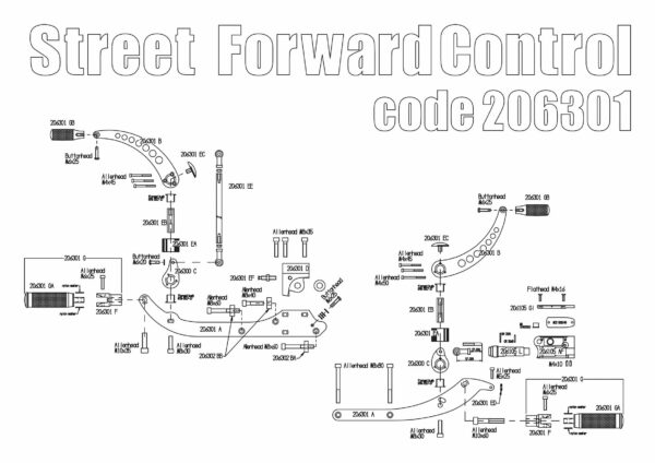 Forward control kit for Harley Davidson XG 750 Street