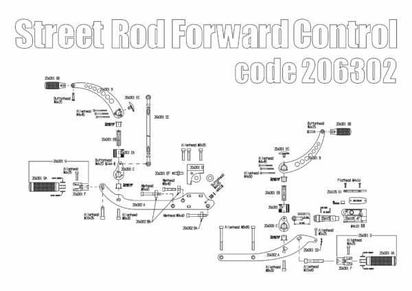 Forward control kit for Harley Davidson XG 750 A Street Rod