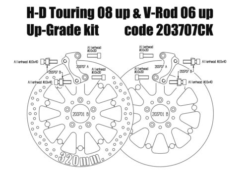 Harley Davidson Touring 2008 up & V-Rod 06-10 - Brake rotors kit (320 mm) & pads