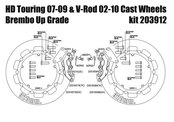 Harley Davidson Touring 07-09 & V-Rod 02-10 - Bolt-in kit with 4p. calipers & rotors 320 mm - Image 4