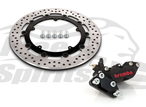 Harley Davidson Dyna 06-17 con ruote in lega - Kit pinza 4p. e disco freno 320 mm - Nero e nero