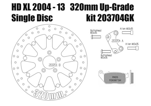 Harley Davidson Sportster 2004-13 - Brake rotor kit (320 mm) & pads