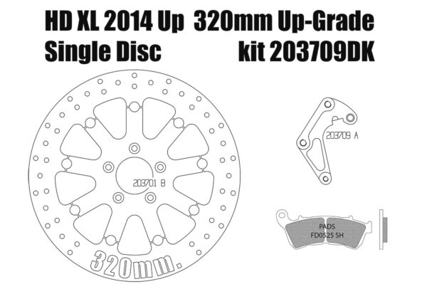 Harley Davidson Sportster 2014 up - Brake rotor kit (320 mm) & pads