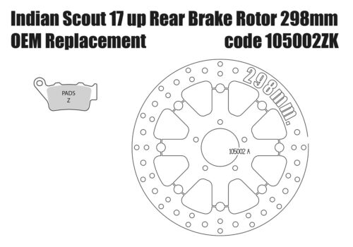 Indian Scout - Disco freno posteriore 298 mm e pastiglie - Indian Scout dal 2017 - Disco freno posteriore 298 mm e pastiglie