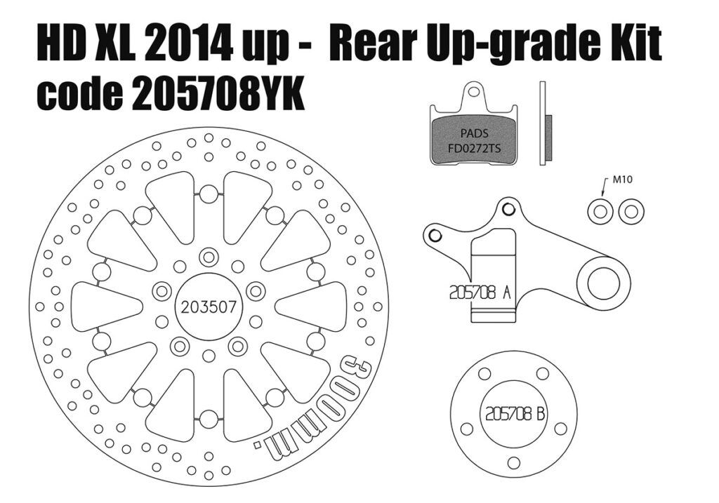 Harley Davidson Sportster 2014 up – Rear brake rotors kit (300 mm ...
