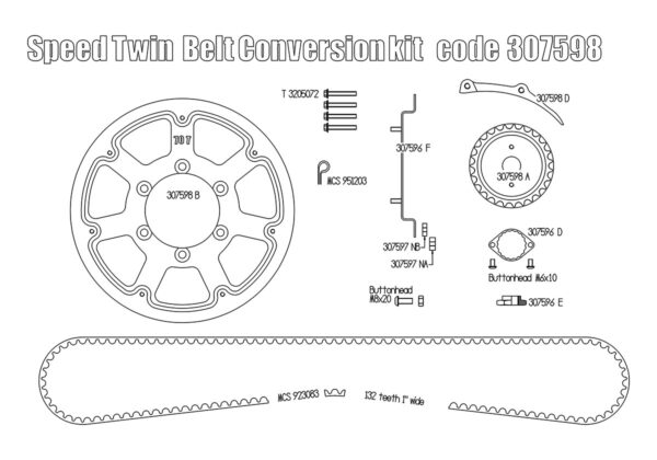 Belt drive conversion for Triumph Speed Twin & Thruxton 1200 (Black)