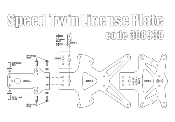 License plate (Short Cut) for Triumph Speed Twin - KIT