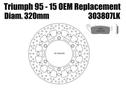 Triumph 95-15 - OEM replacement front brake rotor 320mm & pads