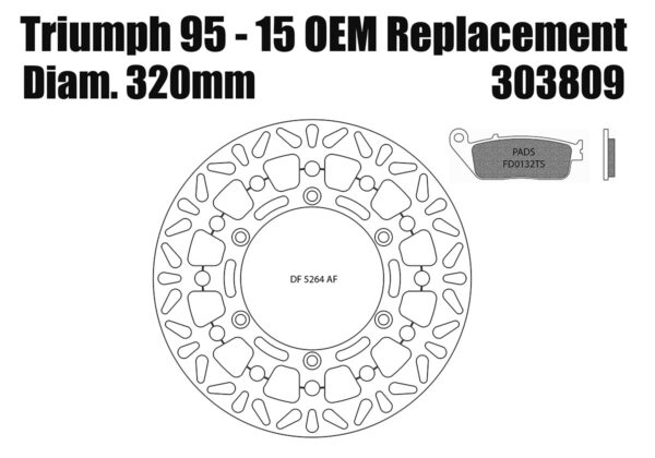 Triumph 95-15 - OEM replacement front brake rotor 320mm & pads