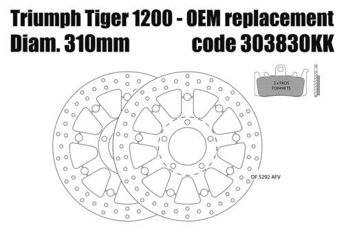 Triumph Tiger 1200 - OEM alternative front brake rotors & pads