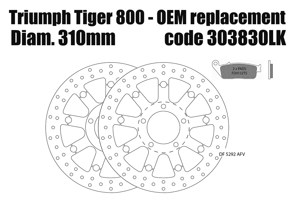Triumph Tiger 800 - OEM alternative front brake rotors & pads - KIT