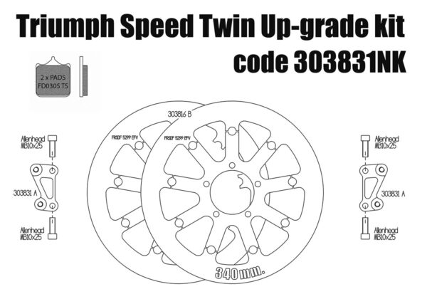Triumph Speed Twin - Upgrade front brake rotors kit (340 mm) & pads