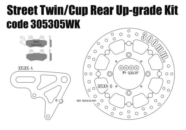 Triumph Street Twin & Street Cup - Upgrade Floating rear Brake Rotor & Pads kit