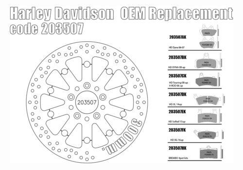 Harley Davidson OEM replacement front brake rotor 300mm & pads - KIT