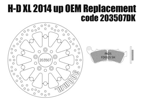 Harley Davidson Sportster 2014 up front brake rotor 300mm & pads