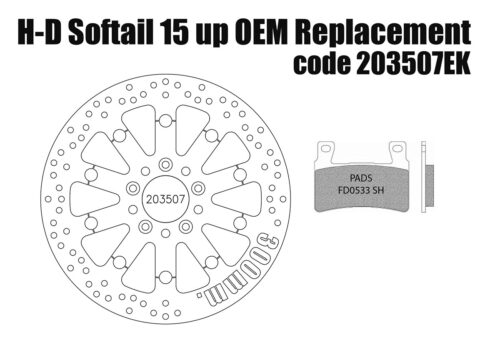 Harley Davidson Softail 2015 up front brake rotor 300mm & pads
