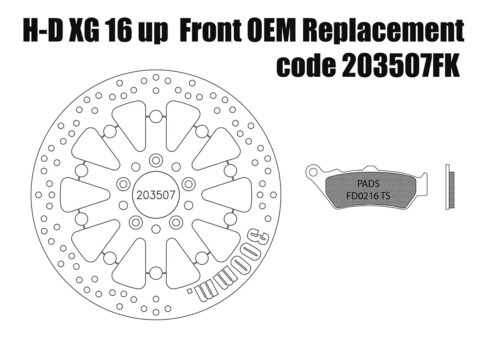 Harley Davidson XG Street 2016 up front brake rotor 300mm & pads